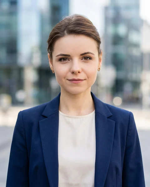Example AI profile photo: City · suit, women’s cut