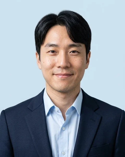 AI 프로필 사진 예시: 하늘색 · 정장, 남성용