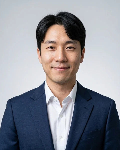 AI 프로필 사진 예시: 회색 그러데이션 · 정장, 남성용