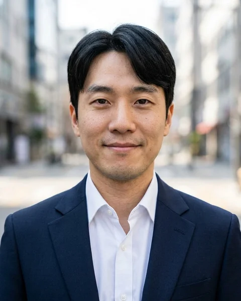 셀카로 AI가 만든 취업사진: 도심 · 정장, 남성용